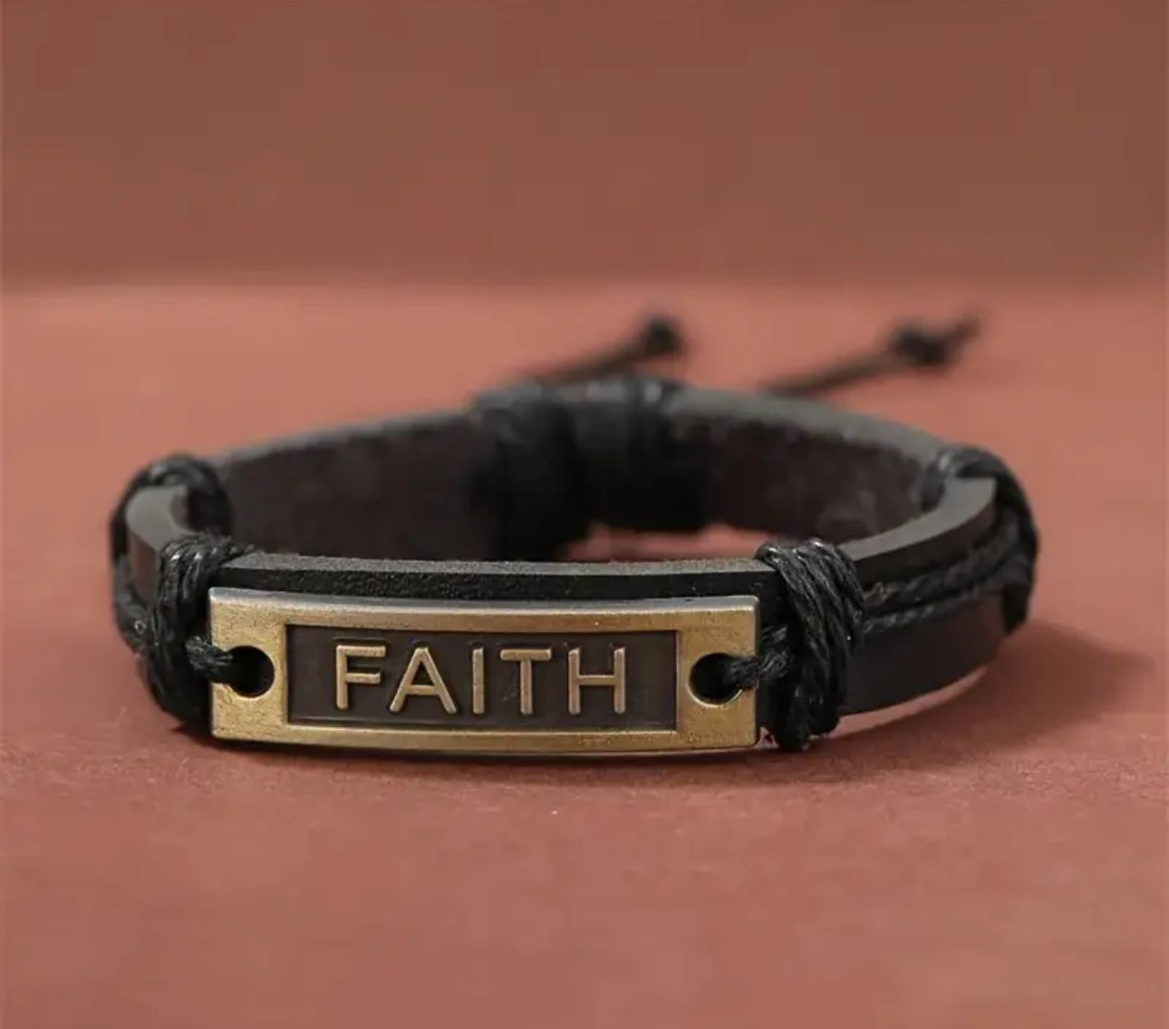 Black and Gold Faith Bar Bracelet