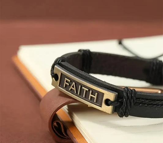 Black and Gold Faith Bar Bracelet
